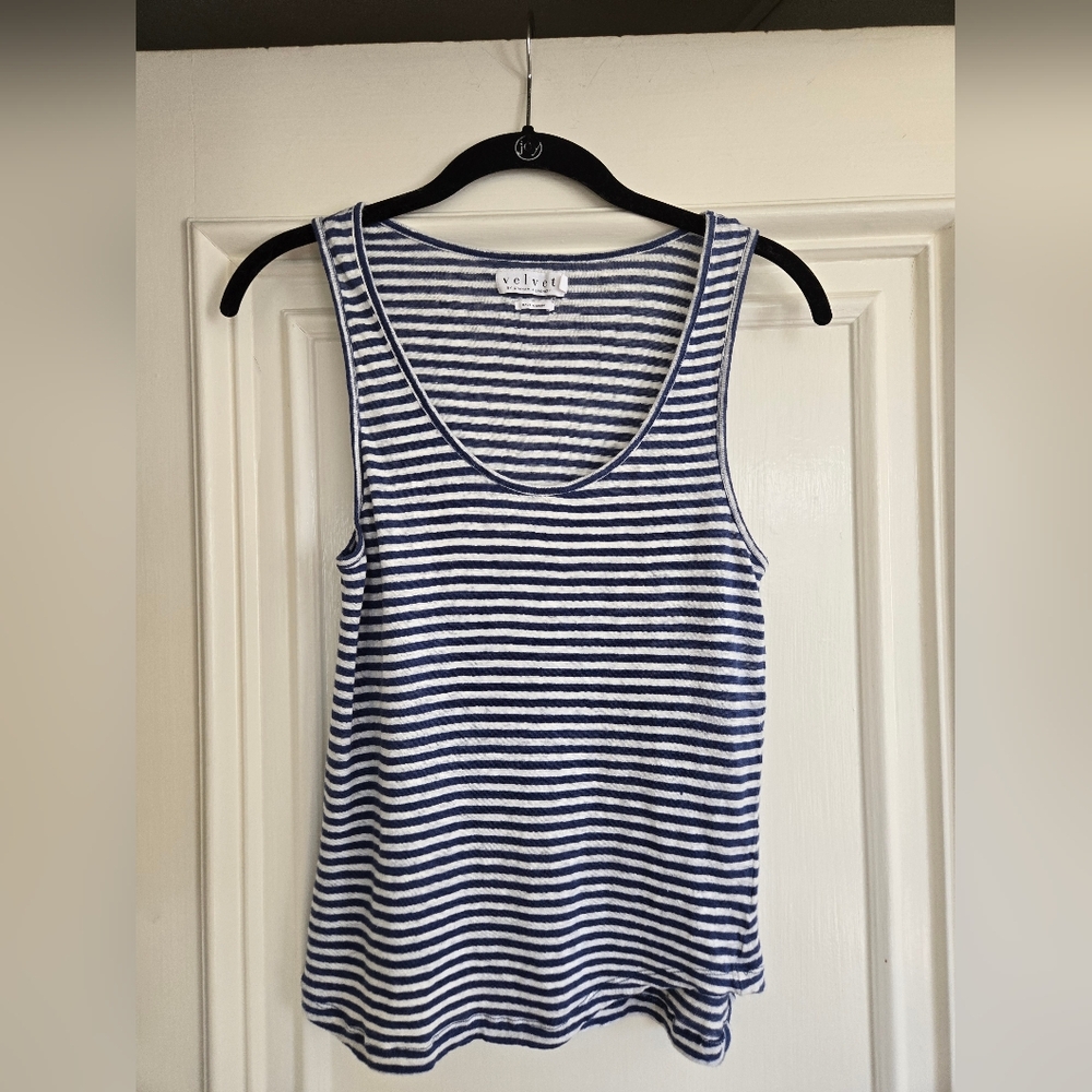 Vince Linen Striped Sleeveless Top